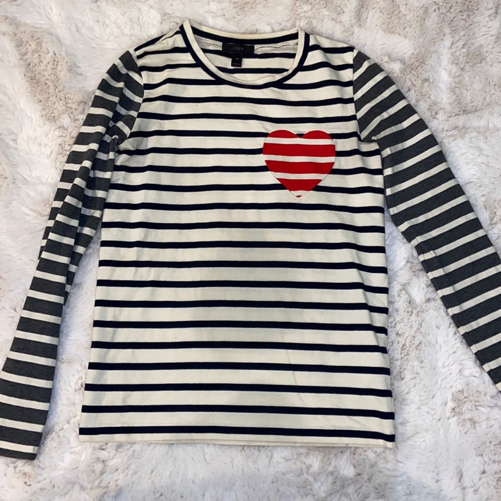 J Crew Long Sleeve Striped Multicolored Cotton Top Size XXS